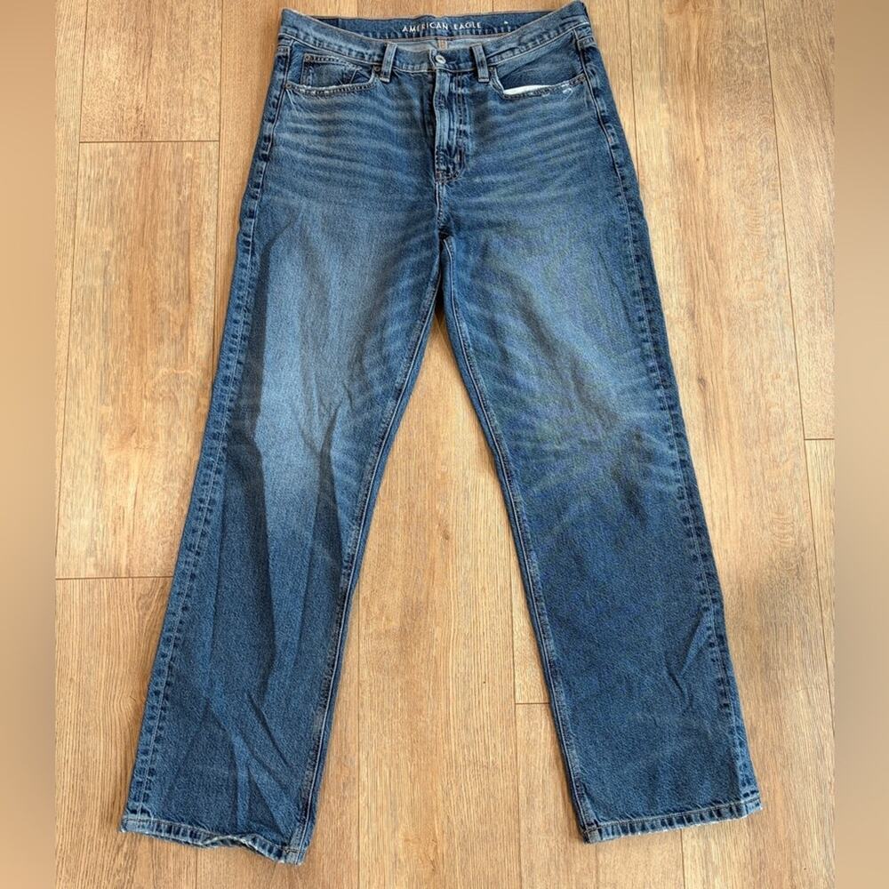 American Eagle Low Rise Baggy Straight Jeans Women’s Size 10 Demin 31” Inseam
